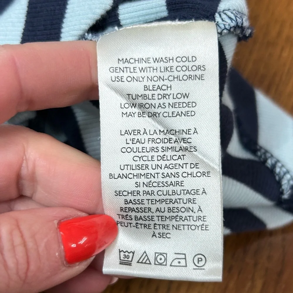 Maeve Anthropologie Blue Striped Zip Front Top Size Medium Scoop Neck Zip - Picture 9 of 12